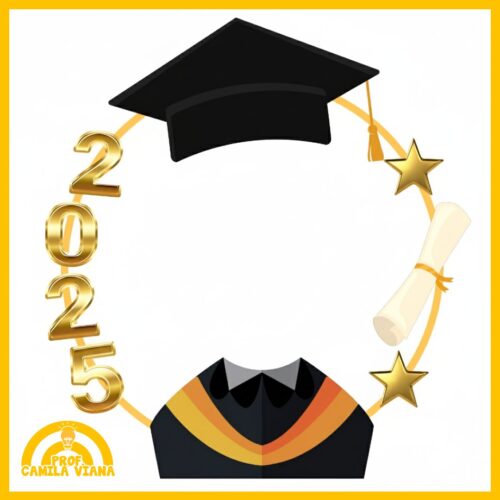 MOLDURA PARA BAMBOLÊ - FORMANDOS 2025 (DOURADO COM PRETO)
