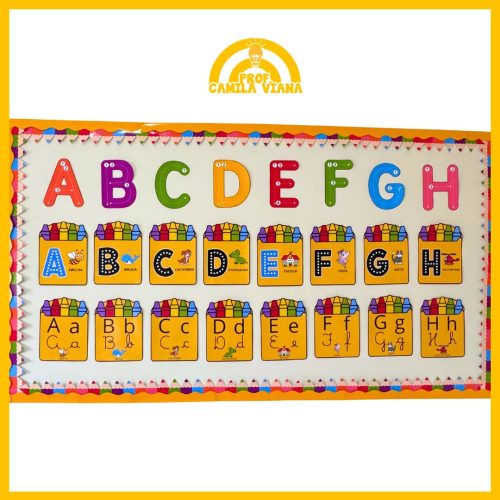 ALFABETOS + MOLDURA PARA QUADRO - TEMA ESCOLAR - Imagem 2
