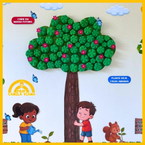 PAINEL DIA DA ÁRVORE - COM FUNDO DE GARRAFA PET - Imagem 2