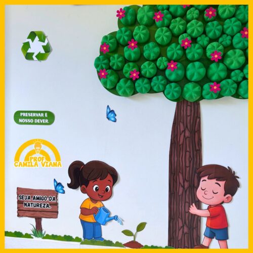 PAINEL DIA DA ÁRVORE - COM FUNDO DE GARRAFA PET - Imagem 3