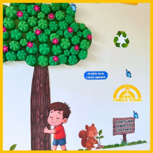 PAINEL DIA DA ÁRVORE - COM FUNDO DE GARRAFA PET - Imagem 4