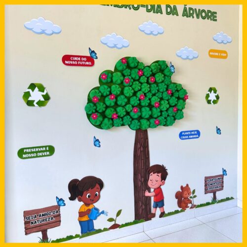 PAINEL DIA DA ÁRVORE - COM FUNDO DE GARRAFA PET - Imagem 5